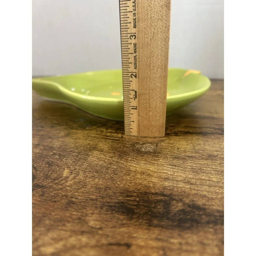 Pier 1 Imports Green Bird Ceramic Colander Trinket Dish Hand Painted Decor VTG